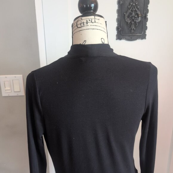 White House Black Market Faux Wrap Top Black Sz S - Picture 6 of 9